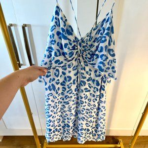 Vix Women's Leopard Print Strappy Mini Dress Blue Size L